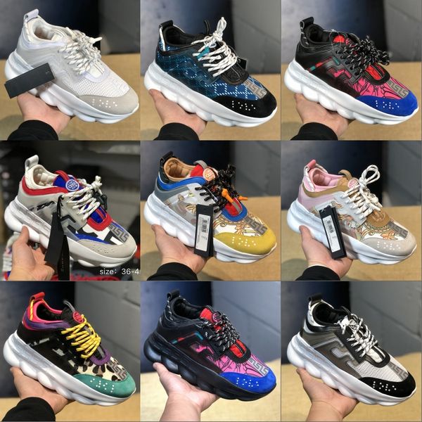 

2019 fashion chain reaction love sneakers women mens triple black link-embossed sole falt shoes designer luxury men woman casual shoes