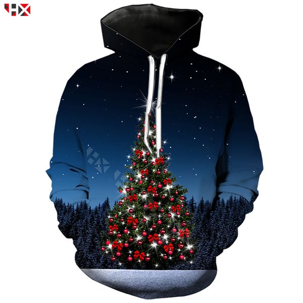 

happy christmas clothing hoodie men women 3d print christmas tree hoodies casual tracksuit streetwear pullover x489, Black