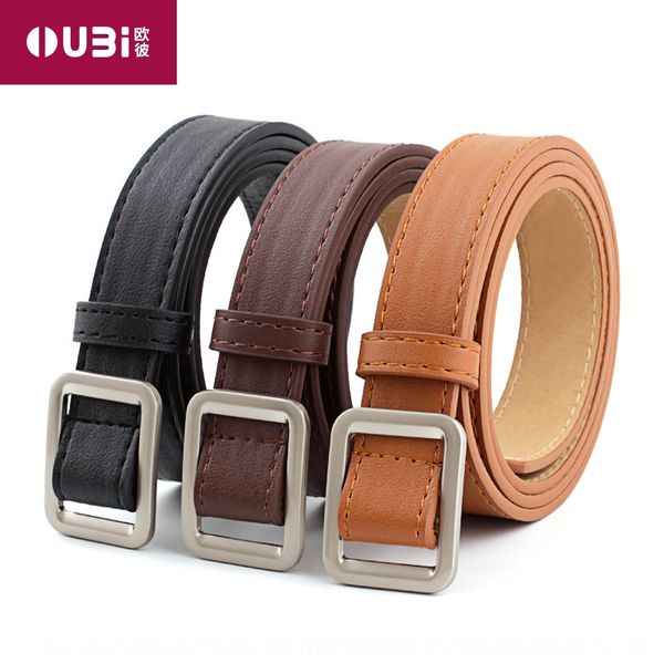 

non-hole square buckle casual pants belt women's simple all-match casual pants belt women's student fashion, Black;brown