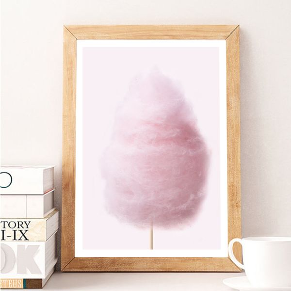 

nursery home decoration canvas painting nordic sweet pink cotton candy girls room decor poster wall art picture for living room