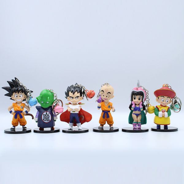

6шт / серия dragon ball z keychain цифра сон гок гохан готен вегет стволы бульм паной чича piccolo krillin аниме dbz модель игрушка, Silver