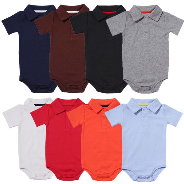 

baby solid rompers multi-color 8 designs short sleeve healthy cotton newborn jumpsuits multi colors infant one-piece clothing 0-24m 04, Blue