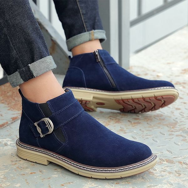 

мужские удобные ботинки с новым способом высоким топ кожаных ботинками зимних ботинок мужчин, Black