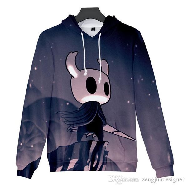 

hoollow knight 3d печати мужские толстовки длинные sleece пуловер шеи экипажа homme одежда мода стиль повседневная одежда, Black
