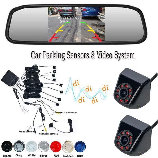 

car parking sensors 8 video backup radar rear buzzer system for rear front ir camera 800 x 480 hd car mirror monitor 5 inch