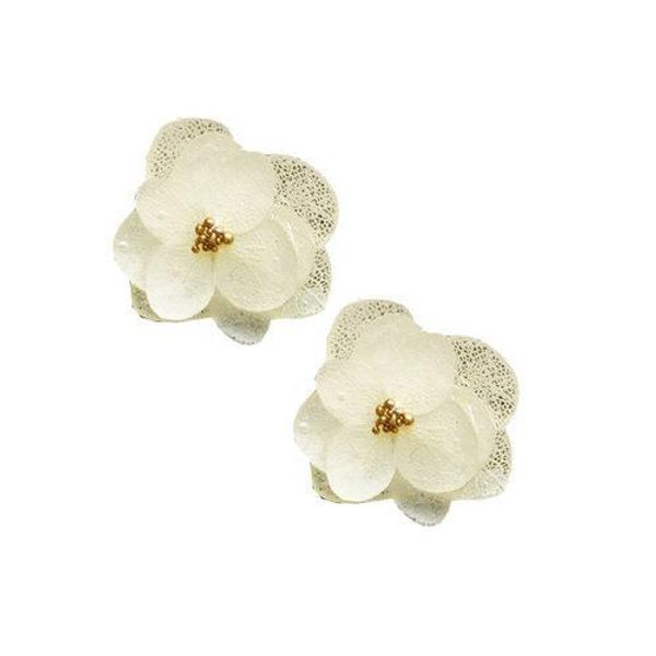 

handmade sterling silver pressed flower earrings stud real hydrangea with crystal drop rubber earrings studs for women ear jewelry, Golden;silver