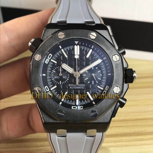 

luxury watch japan vk chronograph quartz wristwatches silver 42mm 316l stainless steel case black rubber band mens watches montre de luxe, Slivery;brown