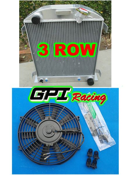 

3row aluminum radiator +fan fit 1932 for chopped for chevy engine at 32