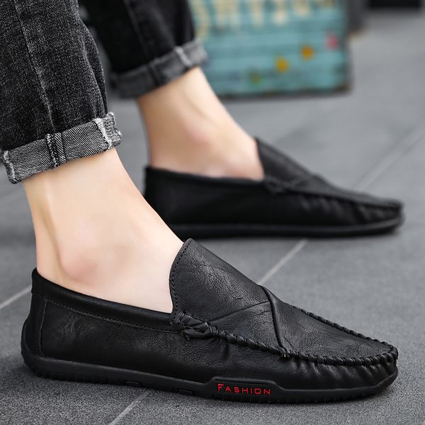

2019 new men casual shoes loafers men shoes leather moccasins handmade retro loafers big size zapatos hombre hc-185, Black