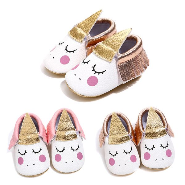 

2018 baby girls princess cartoon unicorn cat first walkers newborn soled anti-slip shoes cartoon cute
