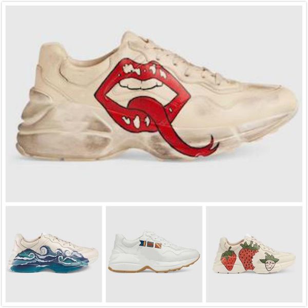

rhyton sneakers luxury lips classic do-old designer man woman apple worldwide dorky dad leather shoes fashion clunky original box