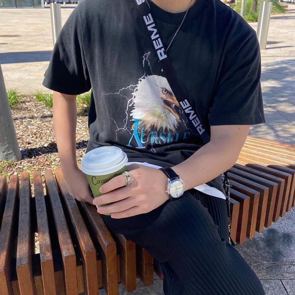 

20ss eagle letter printed tee men women couple street fashion short sleeves t-shirt summer breathable crew neck black hfhltx122 3554, White;black