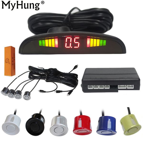 

car led parking sensors parktronic display 4 sensors reverse assistance radar monitor parking system auto accessories human