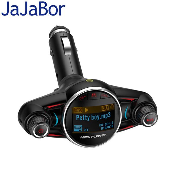 

jajabor wireless fm transmitter bluetooth car kit handsaux audio mp3 player fm modulator support tf card u disk playback