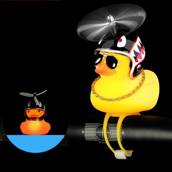 

yellow cartoon duck helmet bicycle head light bike toy light bike horn call ring cycling handbar bicycle funy accessories