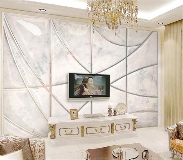 

пользовательские любой размер 3d wallpaperjazz белый мрамор текстуры 3d геометрия тв фон украшения стены фреска обои