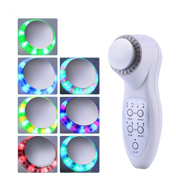 

portable 7 colors led pn ultrasonic facial beauty instrument anti aging wrinkle remover skin lifting home use ultrasound face massager