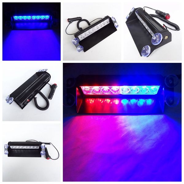 

2x blue red yellow 8 led high power strobe flash warning ems police car light flashing firemen fog lights 8led