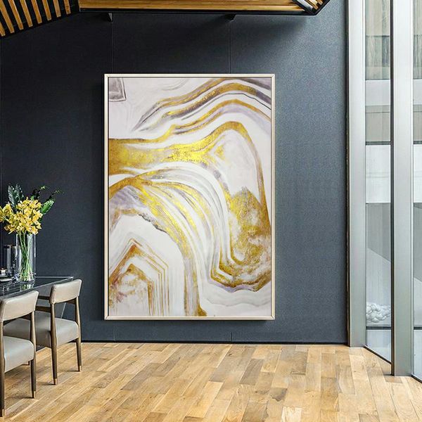 

custon order gold art leaf painting home decoration canvas painting living room abstract wall art picture
