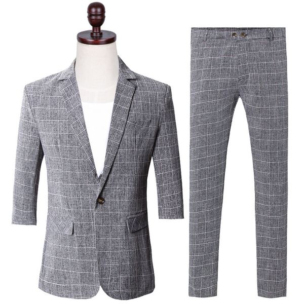 

men's suits & blazers short sleeve casual suit two piece, White;black