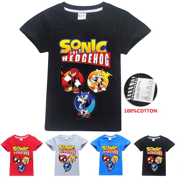 

sonic the hedgehog printed kids t-shirts 4 colors 6-14t boys 100% cartoon t shirt kids designer clothes boys dhl ss294, Blue