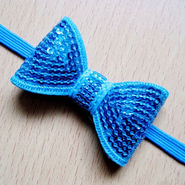 

baby infants shiny paillette bow headbands children kids elastic small bowknot hairbands hair accessories princess headdress kha308, Slivery;white