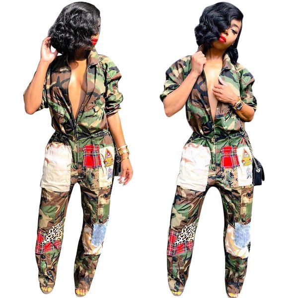 

Повседневная Комбинезон Женские Комбинезоны Женщины С Длинным Рукавом Камуфляж