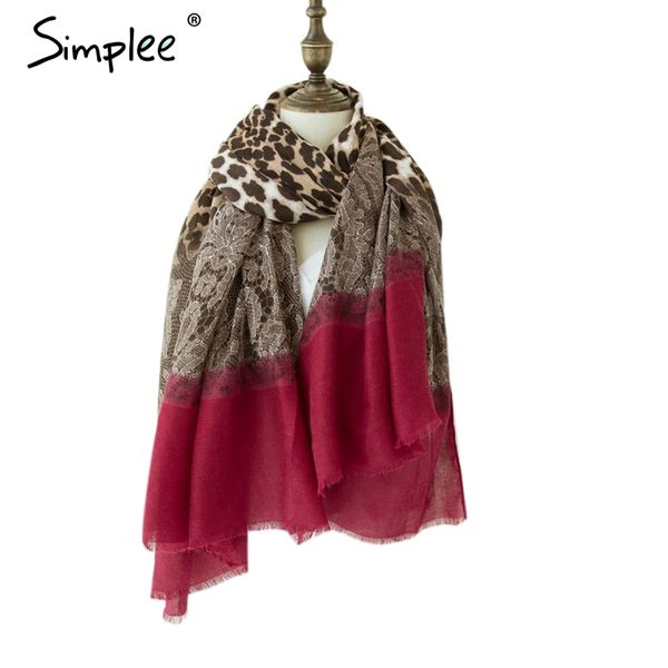 

simplee leopard lace splice square winter women scarf scarves female 2018 fashion chic vintage clothing accessories, Blue;gray