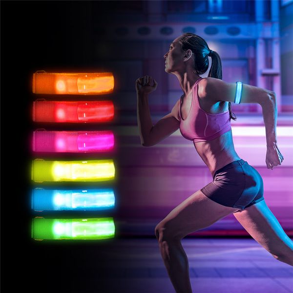 

outdoor sports night running armband led light safety belt arm leg warning wristband cycling bike bicycle party luces bicicleta, Black;gray
