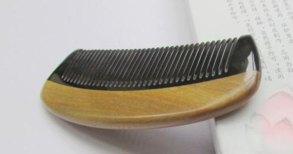 

natural jmy green sandalwood horn comb sandalwood comb half moon shaped hornless comb, Silver
