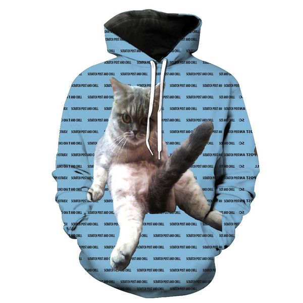 

trade 3d cool cartoon printing with cap pocket cover men's fashion men's clothing sweatshirts printing blouse hoodies, Black