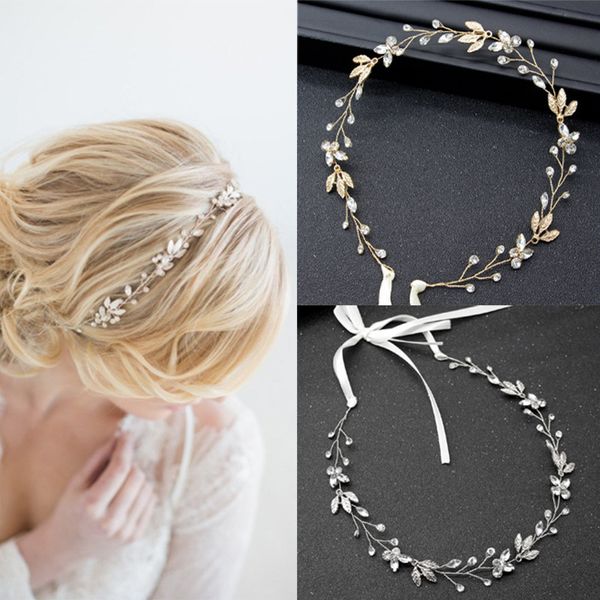 

bride ornaments leaf rhinestone hair band bride marry headwear hair band, Silver