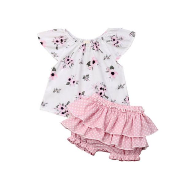 

лето 0-18m новорожденный ребёнки цветов печати одежда топы платья рюшами туту шорты брюки наборы, White
