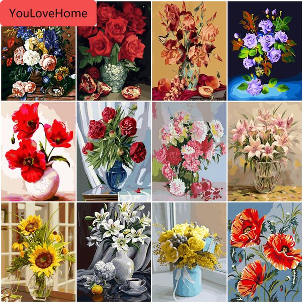 

paintings by number flower drawing canvas acrylic handpainted home decor coloring by number flower wall art for adults hand made paint