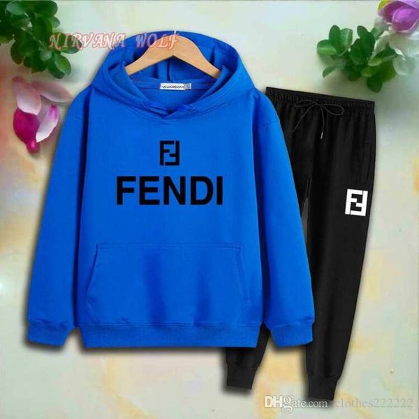 

children designer clothes girls kids sets 1-7t kids hoodies pants 2pcs/sets boys and girls 95% cotton ff design printing style spring set, White