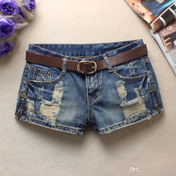 

2018 летней женщины модные hole denim шорты мода нищие шорты жан низкой талии шорты без пояса, White;black