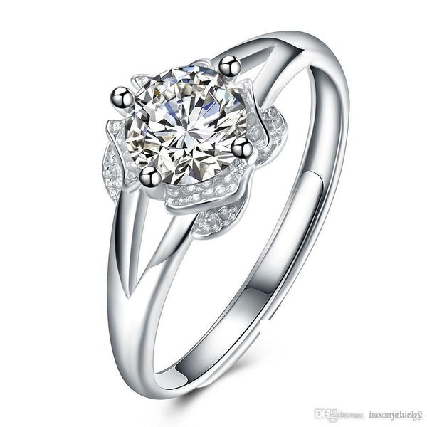 

Best Wedding Ring Fashion Trend Ring Flower Style Sterling Silver Ring 0.6CM The adjustable For love girlfriend gift