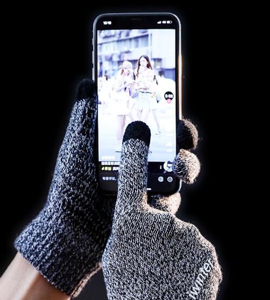 

new women men knitting capacitive touch screen winter gloves warm glove solid color warmer smartphones glove luvas female christmas gifts