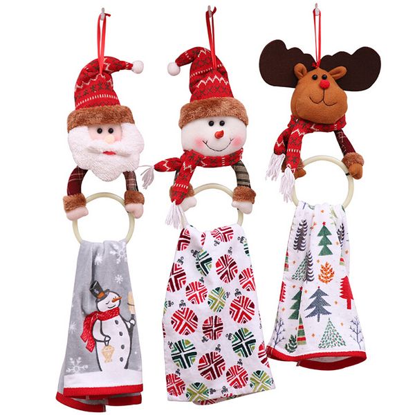 

kitchen bathroom santa claus elk rag towel hanging ring racks holder christmas tree pendants christmas decorations for home