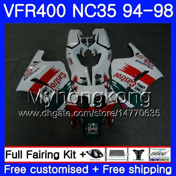 Kit para HONDA RVF400R VFR400 NC35 V4 VFR400R 94 95 96 97 98 270HM.18 VFR RVF 400 R Castrol verde VFR 400R 1994 1995 1996 1997 1998 Carenagem