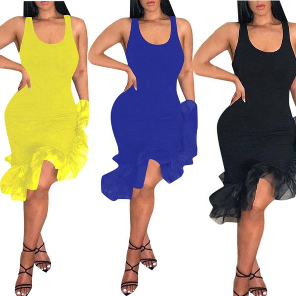 

casualÂ dressÂ womenÂ clothesÂ 2019Â fashion women ladies solid causal sleeveless camisole dress o-neck summer dress vestidos 42, Black;gray