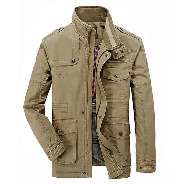 

men autumn winter bomber jackets coats men cotton casual windbreaker outwear multi-pocket flight jacket plus size 7xl, Black;brown