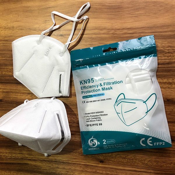 

2020 kn95 disposable face masks thick 4-layer influenza bacterial facial dust-proof with ear loops fast shipping