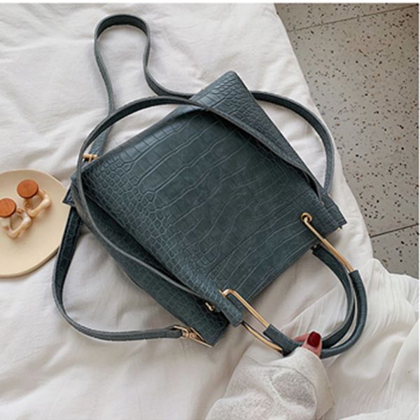 

vintage stone pattern pu leather bucket bags for women 2020 shoulder messenger bag fashion lady handbags casual totes