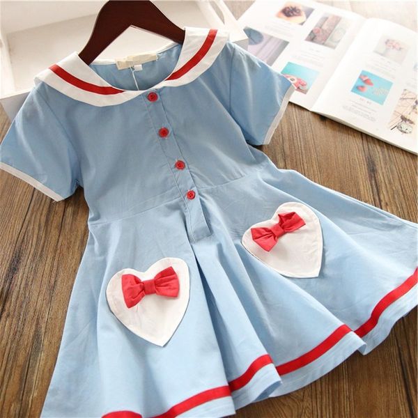 

kids designer clothes girls dress 2019 fashion academic style summer girl dress girl short sleeve with buttons children girls party dress, Red;yellow