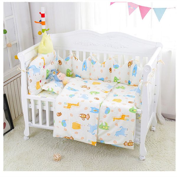 

animal pattern newborn bedding set 7 pcs/set cotton baby bed set infant cot sets bumpers bed sheet quilt with filling pillowcase