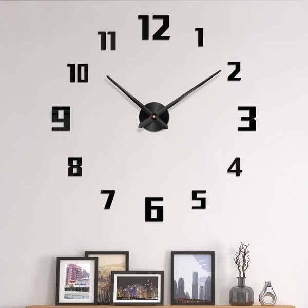 

2019 new clock watch wall clocks horloge 3d diy acrylic mirror stickers home decoration living room quartz needle