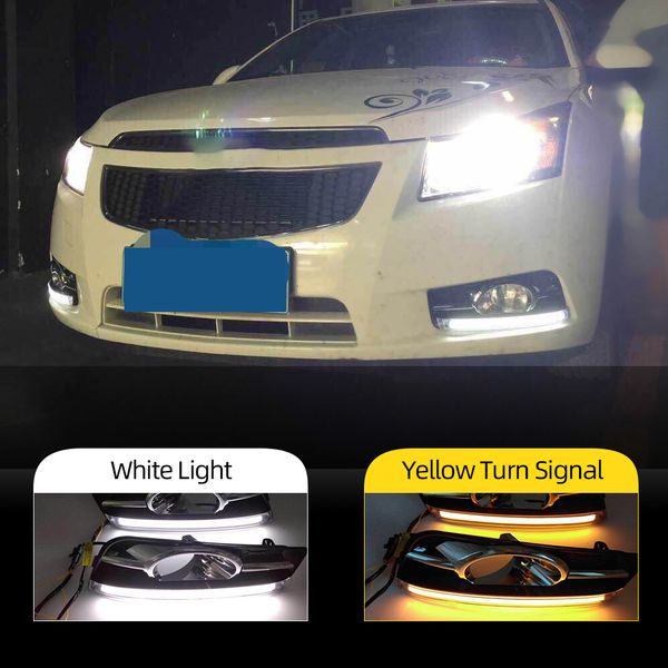 2PCs para Chevrolet Cruze 2009 2010 2012 2012 2012 2014 Turn Signal LED CAR DRL DIA DIA LUZES COM FOG LAMP