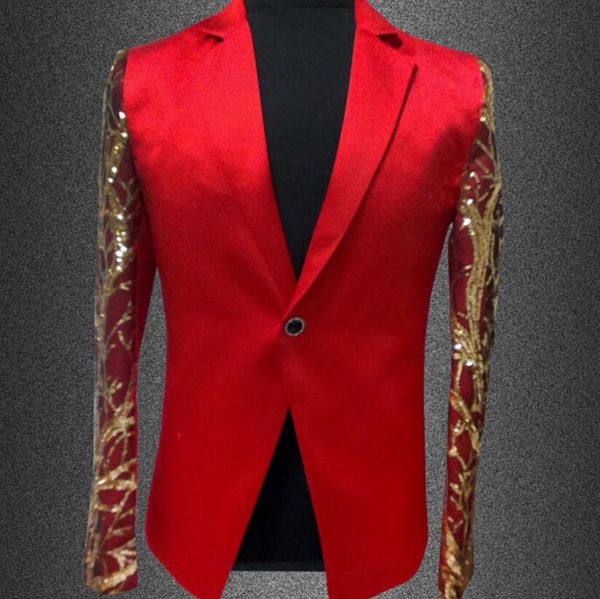 

s-5xl 2017 new men's clothing fashion slim bigbang sequins suit magician performanc coat the host singer plus size costumes, White;black