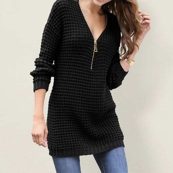 

2019 autumn long sweater women winter warm knitted sweater dress ladies plus size knitted dress knitting pullovers, White;black